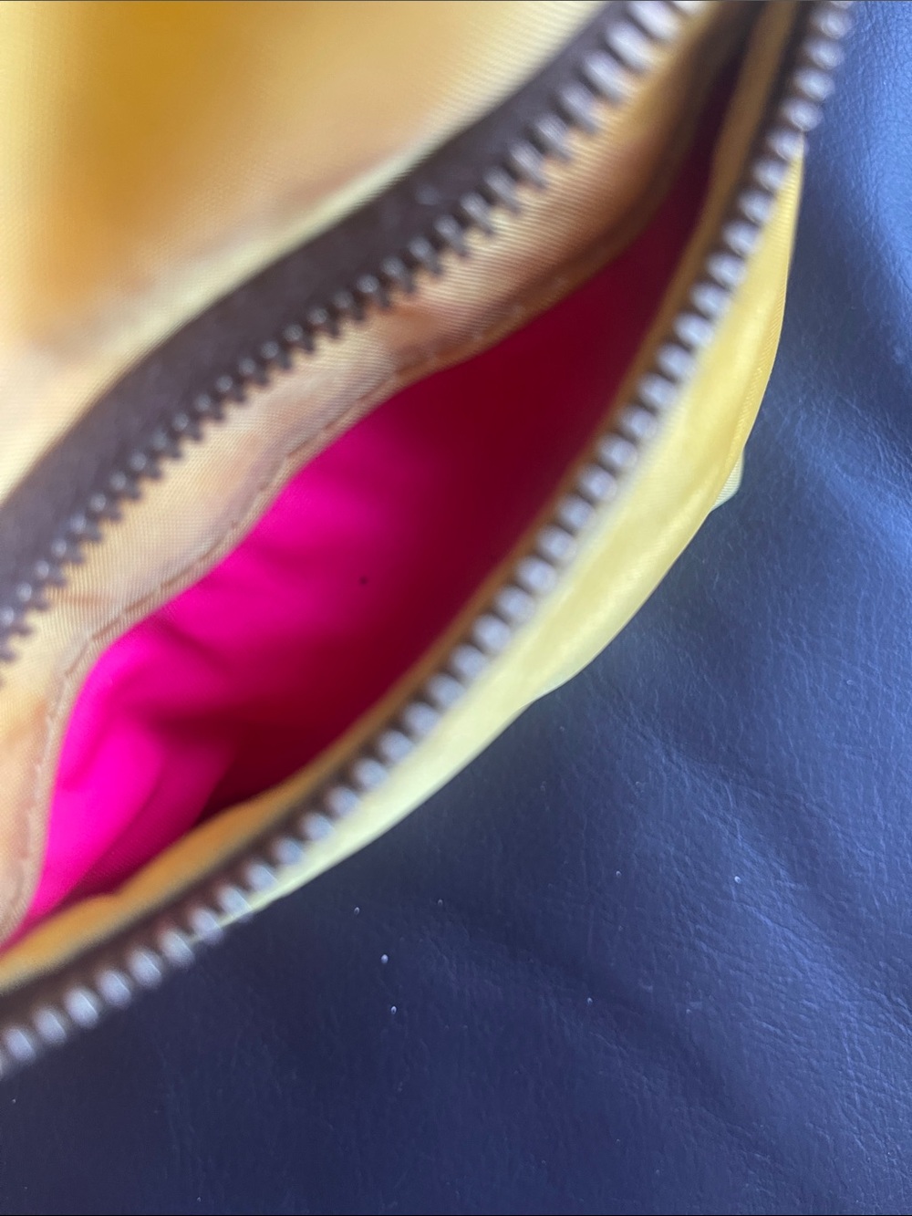 Dooney & Bourke Yellow w/ pink lining Shoulder Bag with Brown Leather Trim *Y2K* - Picture 3 of 5